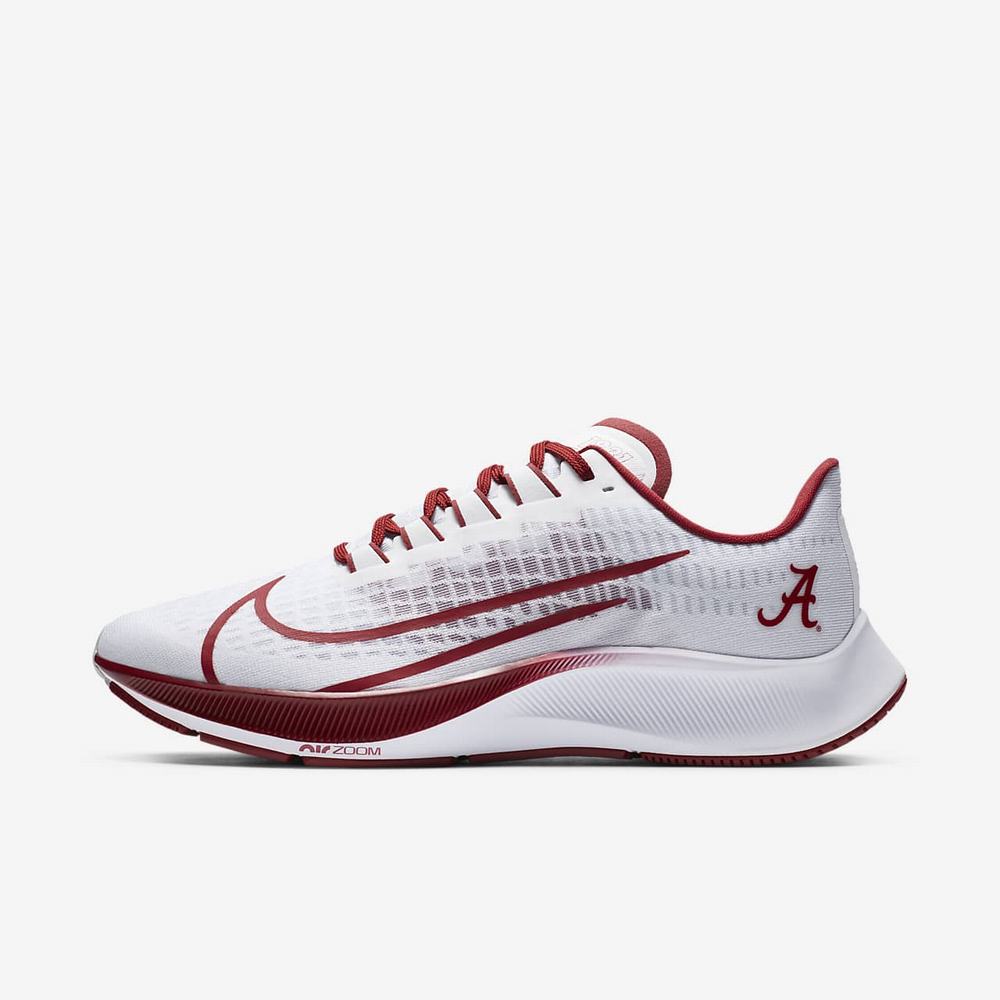 Chaussure De Running Nike College Zoom Pegasus 37 (Alabama) Blanche 4023-789 White/Pure Platinum/Team Crimson/Pewter Grey Homme | CJF-73378457